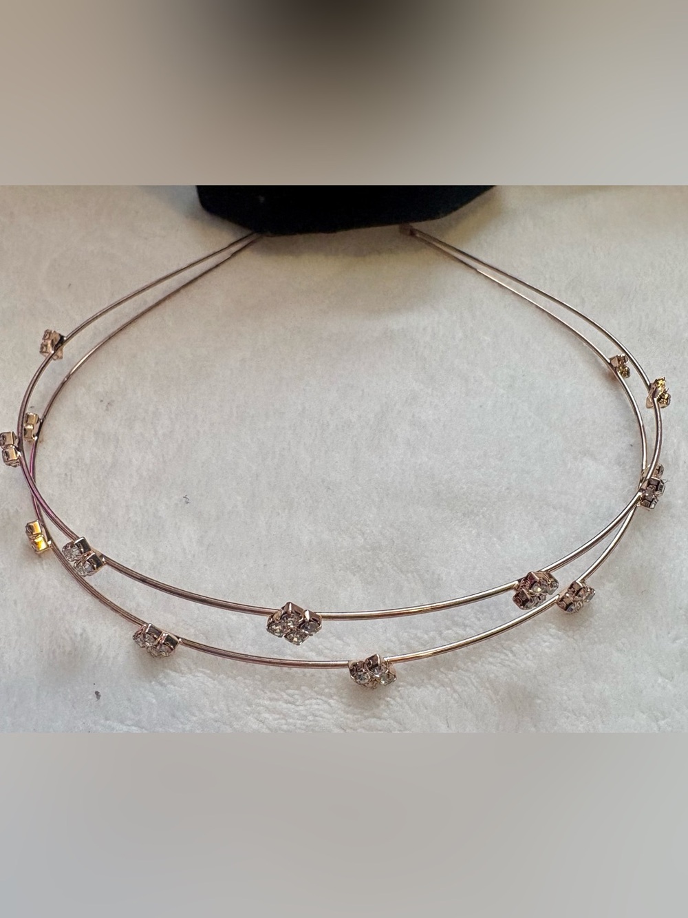 Delicate Rose Gold Multi-Strand Necklace with Crystal Accents